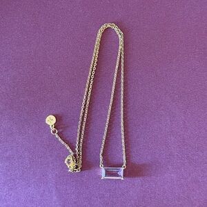 Nickel & Suede Gold Necklace with Pink Stone Pendant